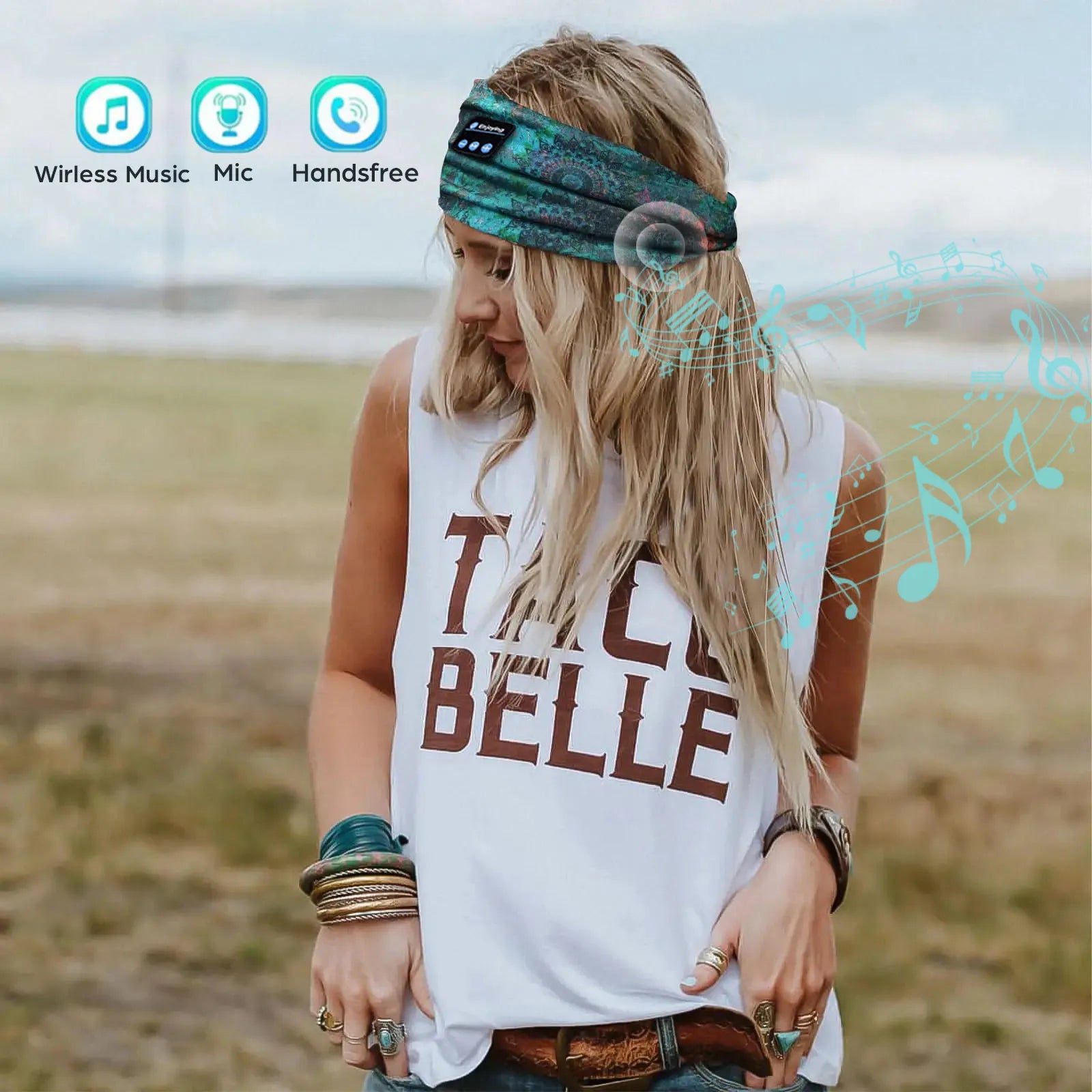 Bluetooth Earphones Sports Sleeping Headband Elastic Wireless Headphones Music Eye Mask Wireless Headset Boho Headband Yoga Work