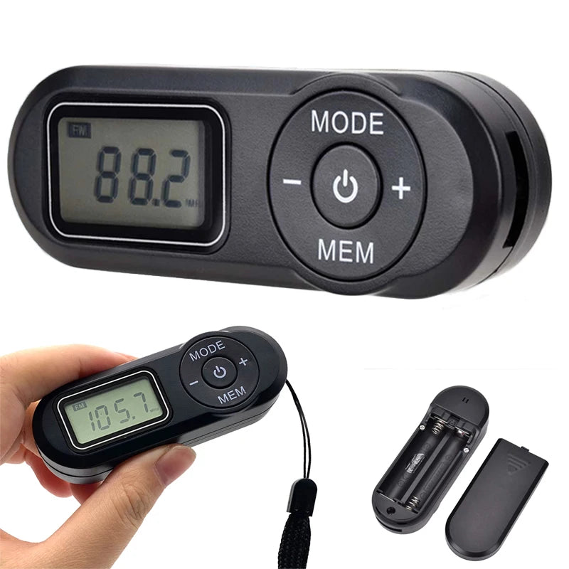 Mini Digital FM Radio with 3.5mm Earphone Jack Earphone Lanyard Portable Digital FM Radio for Elderly Sports Outdoor Music Enter